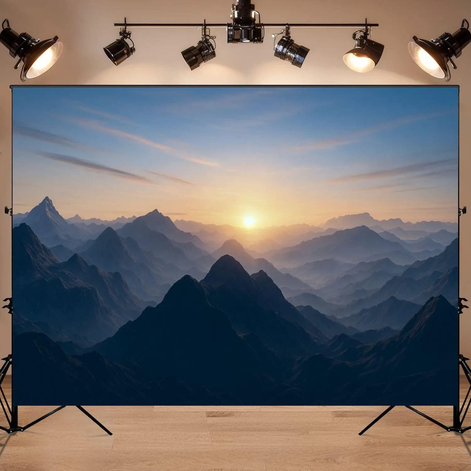 Photography Backdrop Photography Background Aerial View Misty Mountains Sunrise for Photoshoot Portrait Photo Studio Video Prop Birthday Party Booth Decoration 7x5ft