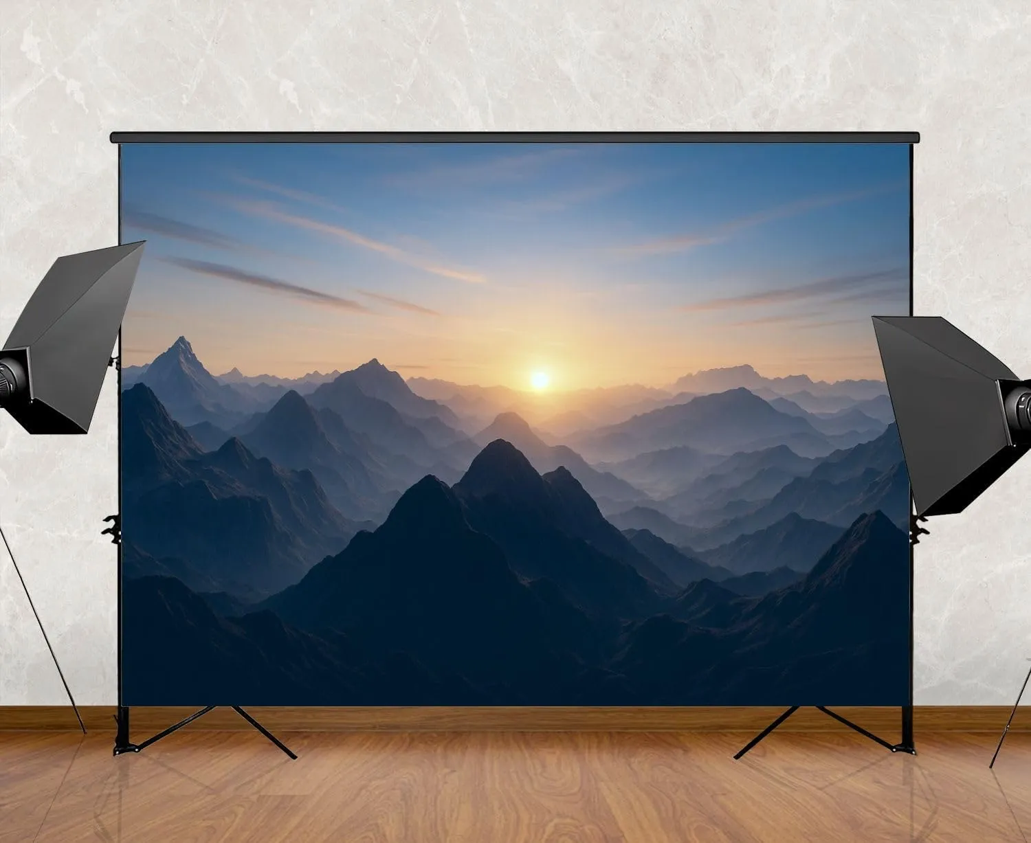 Photography Backdrop Photography Background Aerial View Misty Mountains Sunrise for Photoshoot Portrait Photo Studio Video Prop Birthday Party Booth Decoration 7x5ft