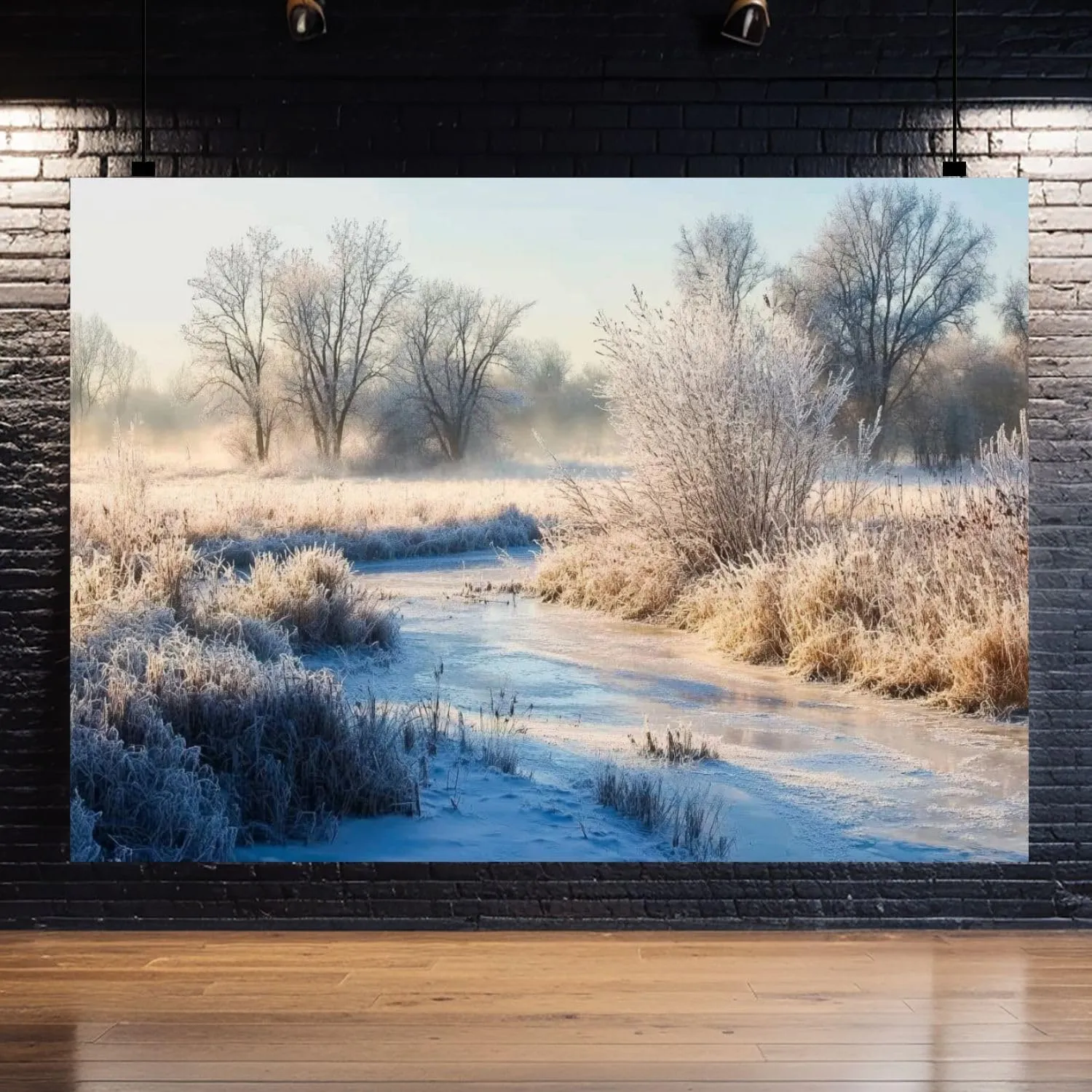 Photography Backdrop Photography Background Bark River County Wisconsin Clear Cold Winters Morning Hoar Frost for Photoshoot Portrait Photo Studio Video Prop Birthday Party Booth Decoration 7x5ft
