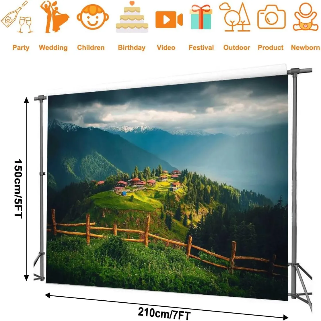 Photography Backdrop Photography Background Landscape View Pokut Plateau Caml hemsin Rize Turkey for Photoshoot Portrait Photo Studio Video Prop Birthday Party Booth Decoration 7x5ft