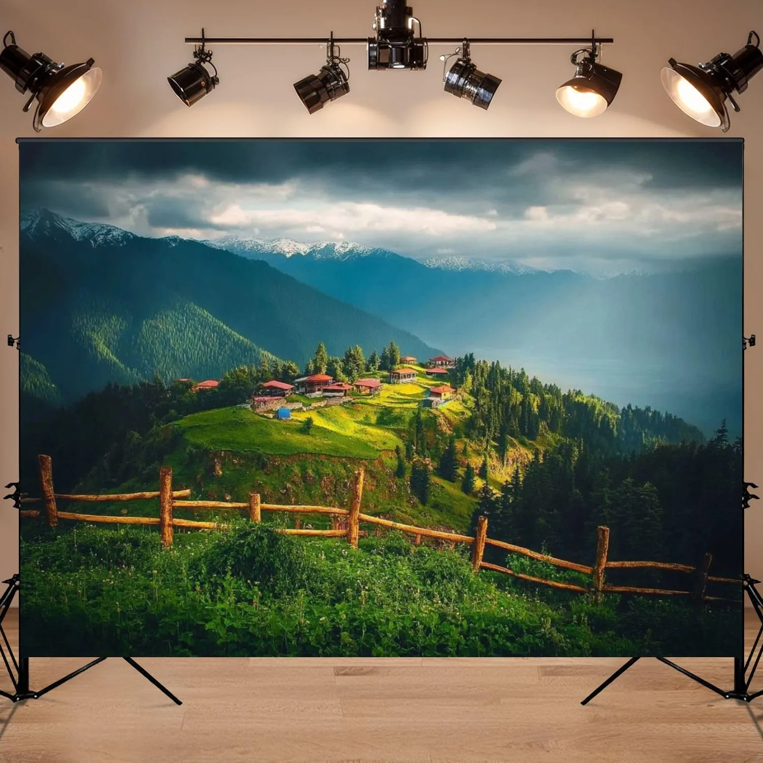 Photography Backdrop Photography Background Landscape View Pokut Plateau Caml hemsin Rize Turkey for Photoshoot Portrait Photo Studio Video Prop Birthday Party Booth Decoration 7x5ft