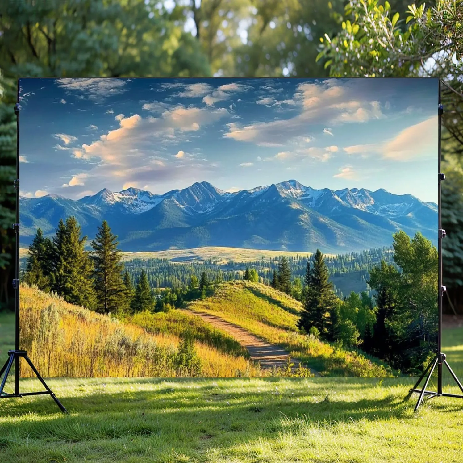 Photography Backdrop Photography Background Stunning Scenic Mountain ranges Nature Area Summertime for Photoshoot Portrait Photo Studio Video Prop Birthday Party Booth Decoration 7x5ft