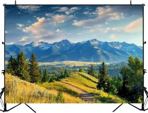 Photography Backdrop Photography Background Stunning Scenic Mountain ranges Nature Area Summertime for Photoshoot Portrait Photo Studio Video Prop Birthday Party Booth Decoration 7x5ft