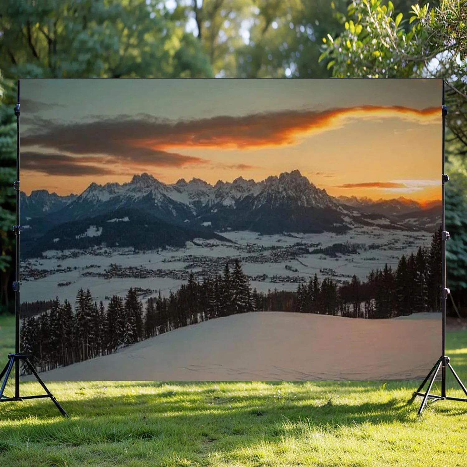 Photography Backdrop Photography Background Sunrise Idyllic Alpine Scenery Wilder Austria Mountains Panorama for Photoshoot Portrait Photo Studio Video Prop Birthday Party Booth Decoration 7x5ft