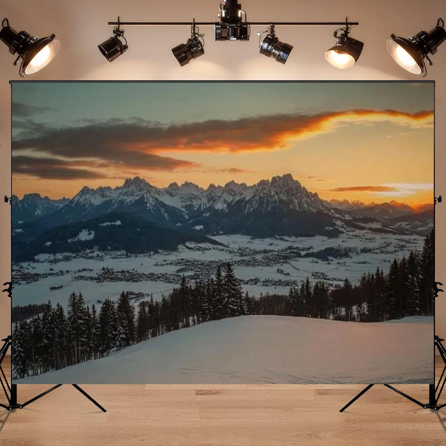 Photography Backdrop Photography Background Sunrise Idyllic Alpine Scenery Wilder Austria Mountains Panorama for Photoshoot Portrait Photo Studio Video Prop Birthday Party Booth Decoration 7x5ft
