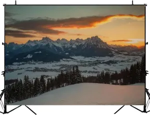 Photography Backdrop Photography Background Sunrise Idyllic Alpine Scenery Wilder Austria Mountains Panorama for Photoshoot Portrait Photo Studio Video Prop Birthday Party Booth Decoration 7x5ft