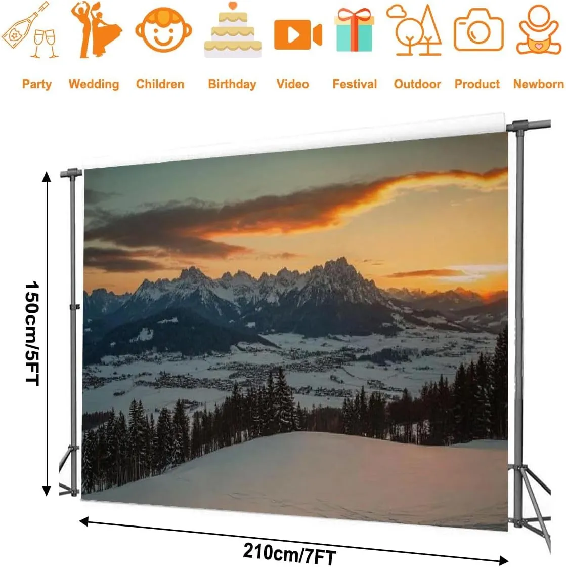 Photography Backdrop Photography Background Sunrise Idyllic Alpine Scenery Wilder Austria Mountains Panorama for Photoshoot Portrait Photo Studio Video Prop Birthday Party Booth Decoration 7x5ft