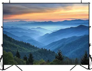 Photography Backdrop Photography Background Sunrise Landscape Great Smoky Mountains National Park for Photoshoot Portrait Photo Studio Video Prop Birthday Party Booth Decoration 7x5ft