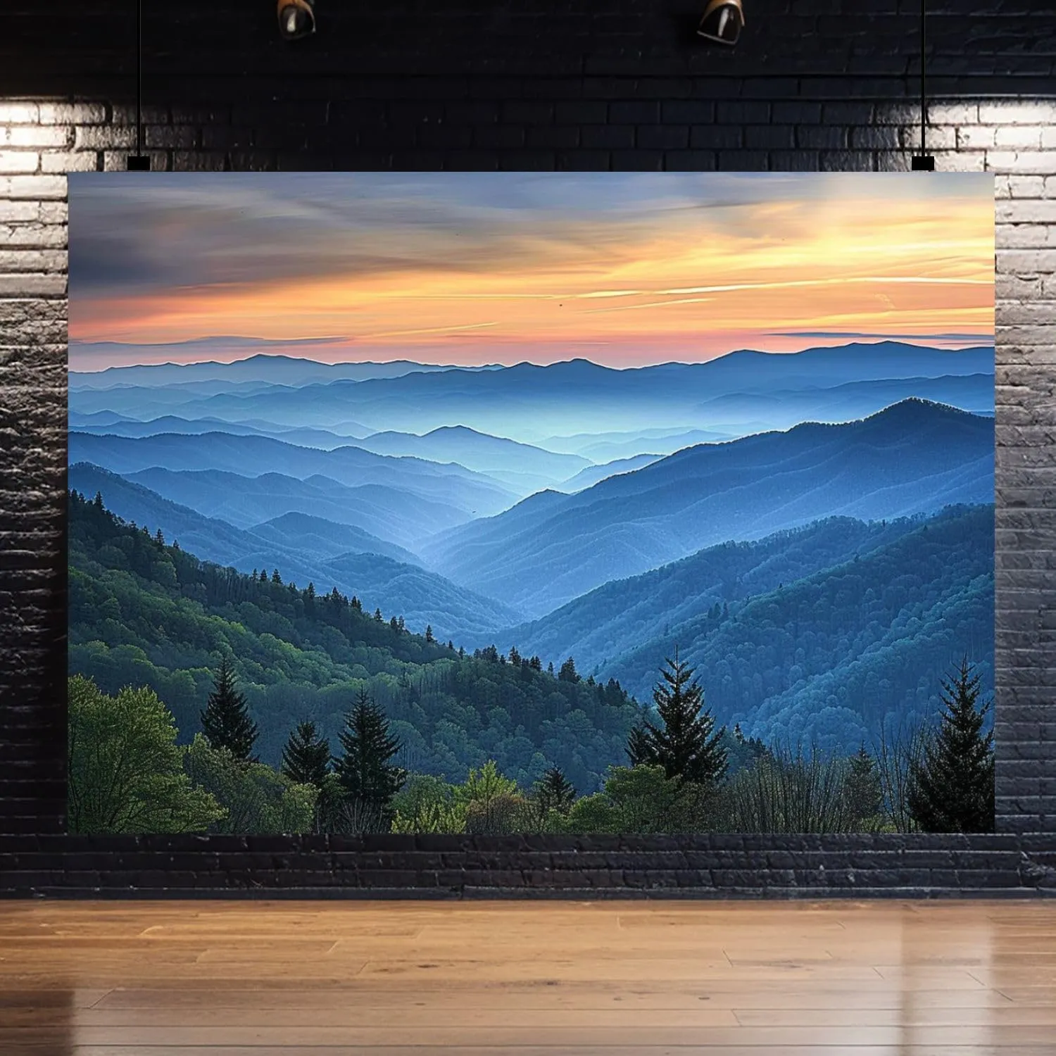 Photography Backdrop Photography Background Sunrise Landscape Great Smoky Mountains National Park for Photoshoot Portrait Photo Studio Video Prop Birthday Party Booth Decoration 7x5ft