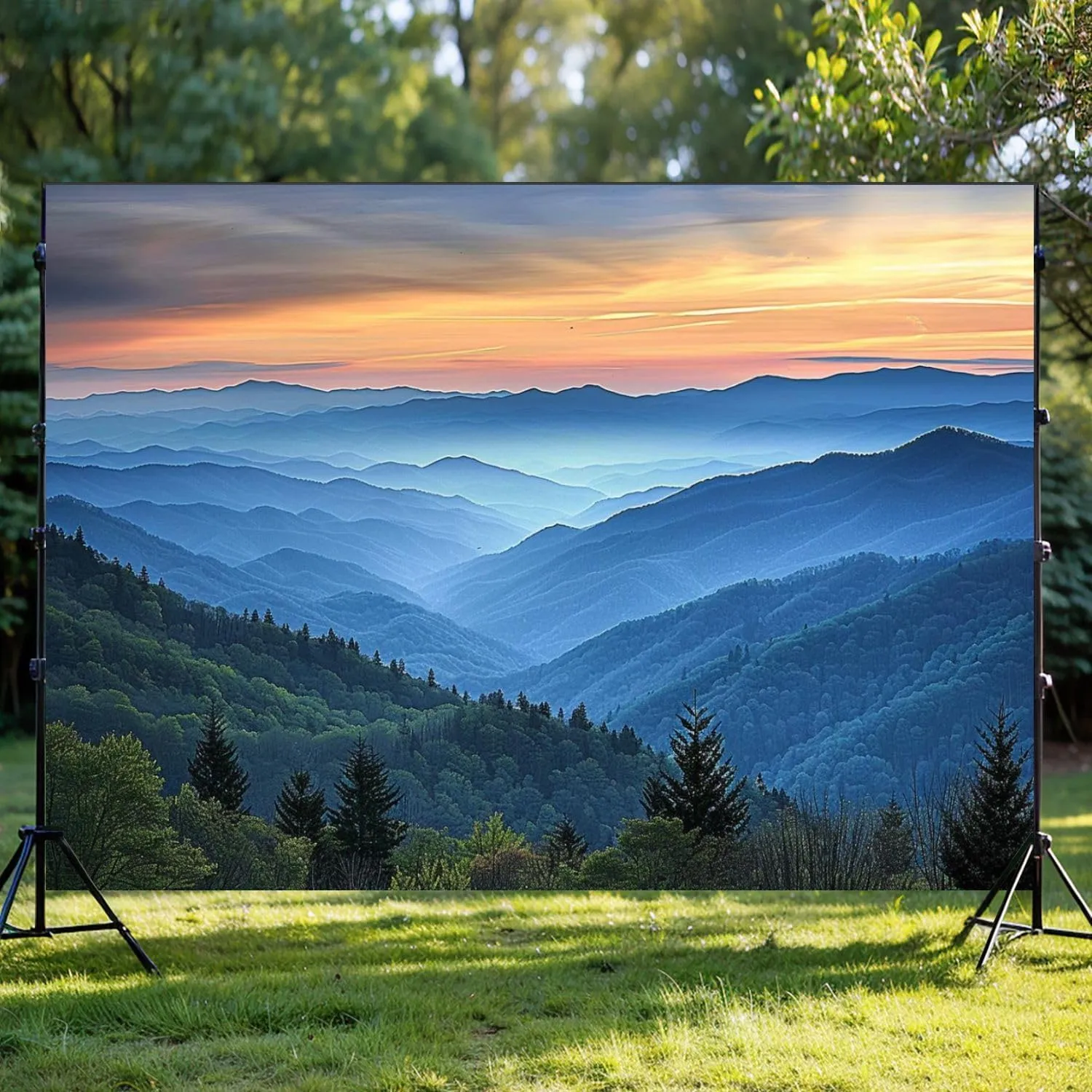 Photography Backdrop Photography Background Sunrise Landscape Great Smoky Mountains National Park for Photoshoot Portrait Photo Studio Video Prop Birthday Party Booth Decoration 7x5ft