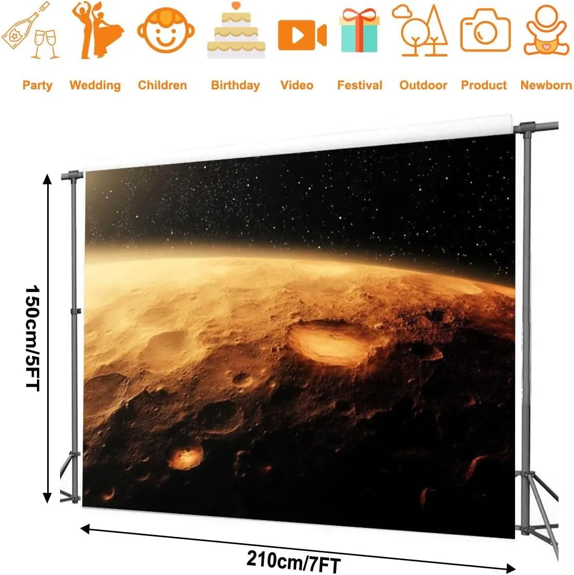 Photography Backdrop Photography Background Sunrise Surface Mars Beautiful View Landscape for Photoshoot Portrait Photo Studio Video Prop Birthday Party Booth Decoration 7x5ft