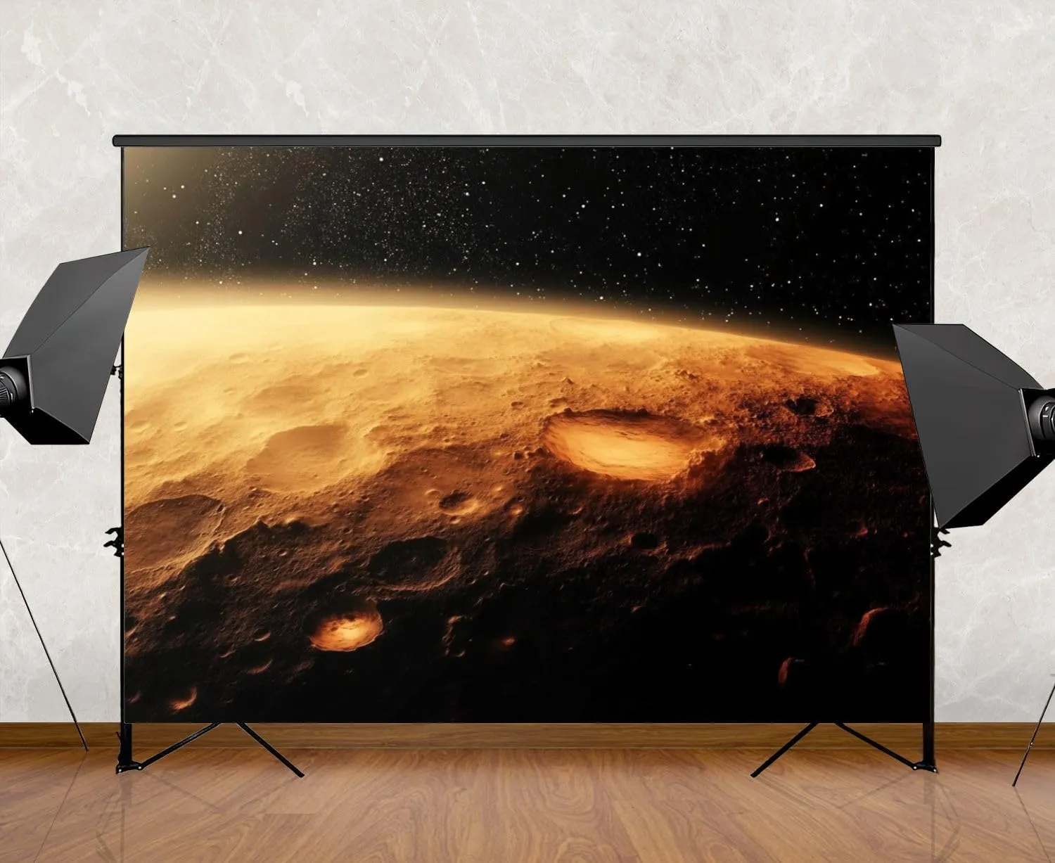 Photography Backdrop Photography Background Sunrise Surface Mars Beautiful View Landscape for Photoshoot Portrait Photo Studio Video Prop Birthday Party Booth Decoration 7x5ft
