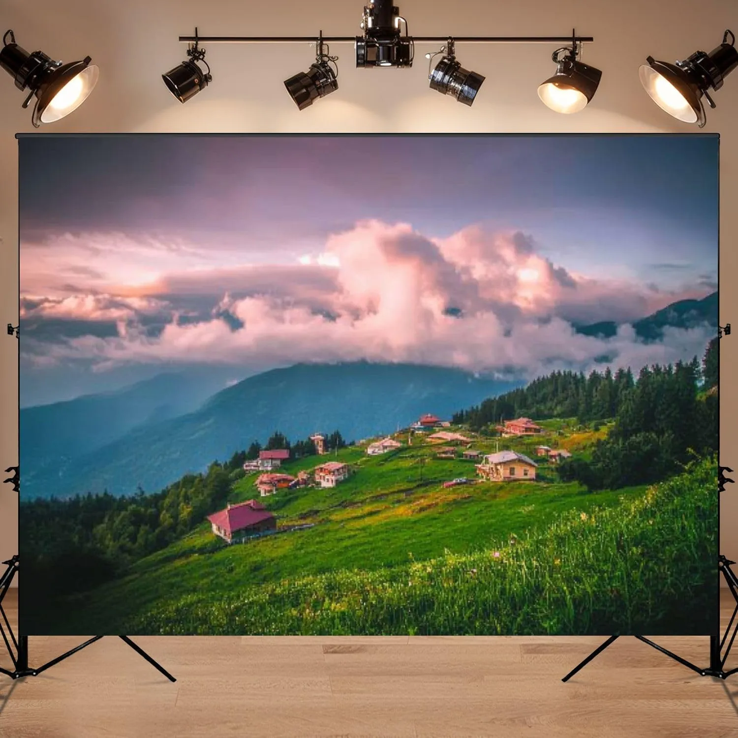 Photography Backdrop Photography Background Sunset View from Pokut Plateau Caml hemsin Blacksea Region Turkey for Photoshoot Portrait Photo Studio Video Prop Birthday Party Booth Decoration 7x5ft