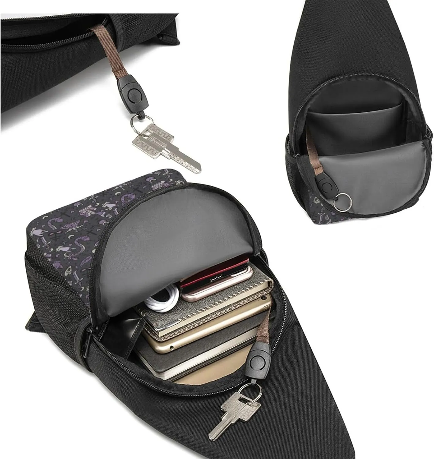 Piano Crossbody Chest Bag, Casual Backpack, Small Satchel, Multi-Functional Travel Hiking Backpacks