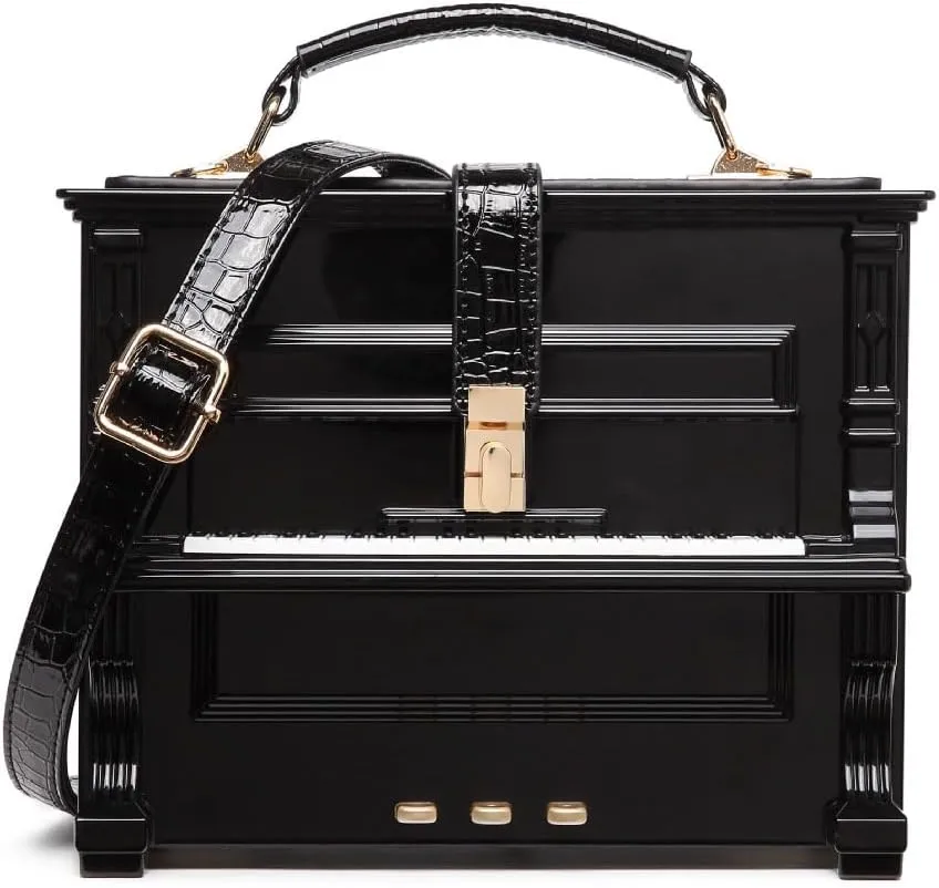Piano Shaped Purse Handbag Women Box Shaped Party Evening Top Handles Bag Novelty Clutch Crossbody Bag