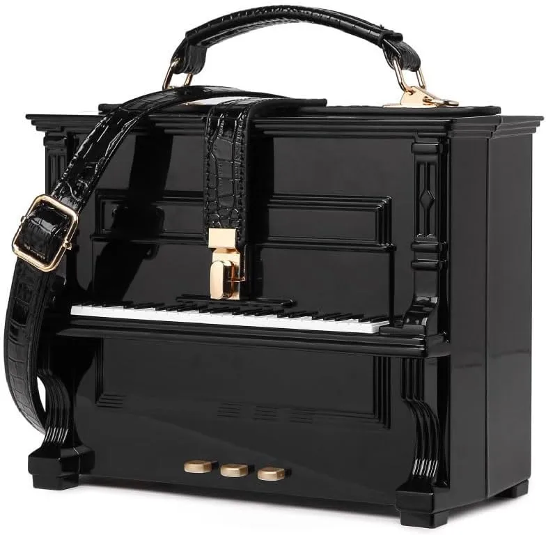Piano Shaped Purse Handbag Women Box Shaped Party Evening Top Handles Bag Novelty Clutch Crossbody Bag
