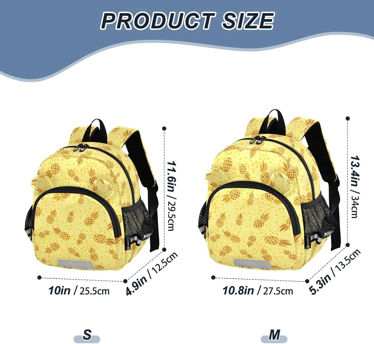 Pineapples Modern Preschool Backpack Fruit Daycare Bookbag School Backpack with Traction Rope for Kids 3-6