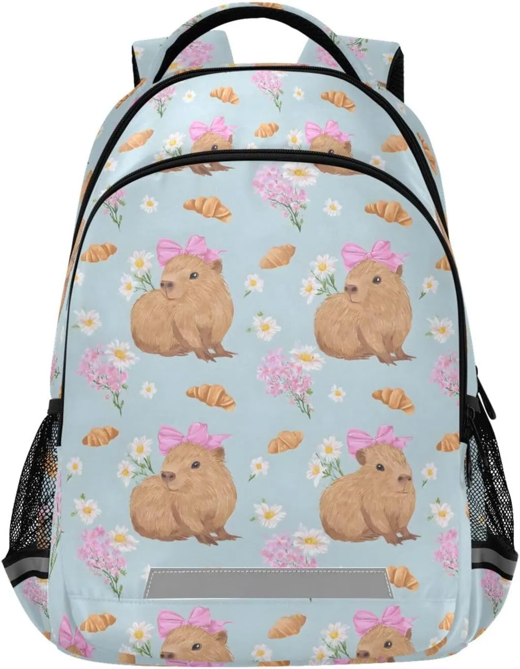 Pink Bows Capybaras Daisy Backpack for Girls Boys School Bookbag Kids Daypack Lightweight Laptop Backpack Back to School Supplies
