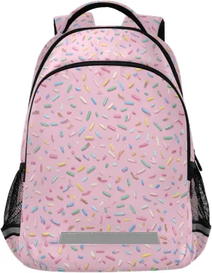 Pink Sugar Granule Kids' Backpack with Reflective Strips Full Print Spacious Design for School & Travel Lightweight 13.5L Polyester Bag with Multi-Pockets & Breathable Back Pad