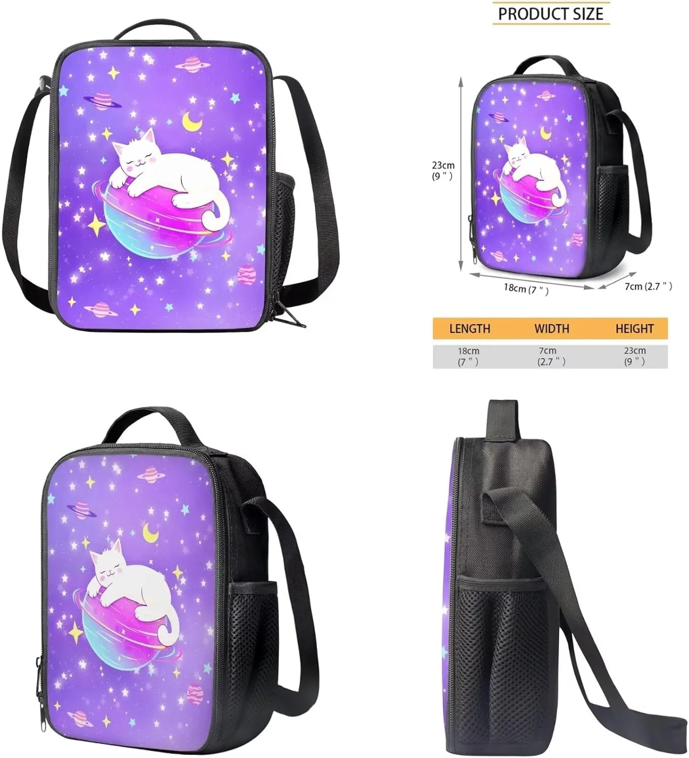Planet Cat School Backpack for Girls Age 6-15 Cute Backpacks for School Girls 6Th School Backpack for Teens Girls High School Kids Travel Handbag with Adjustable Strap for Middle School
