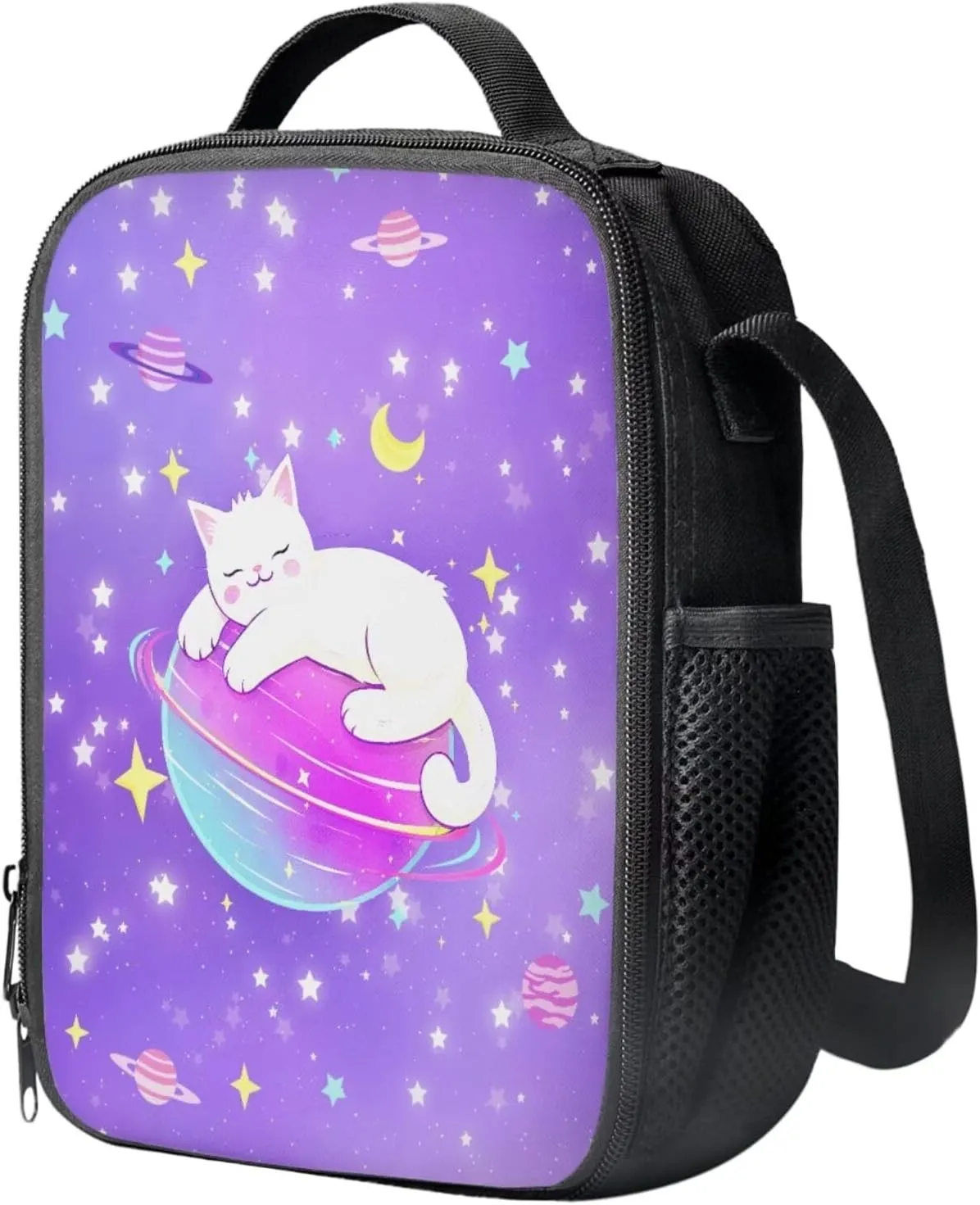 Planet Cat School Backpack for Girls Age 6-15 Cute Backpacks for School Girls 6Th School Backpack for Teens Girls High School Kids Travel Handbag with Adjustable Strap for Middle School