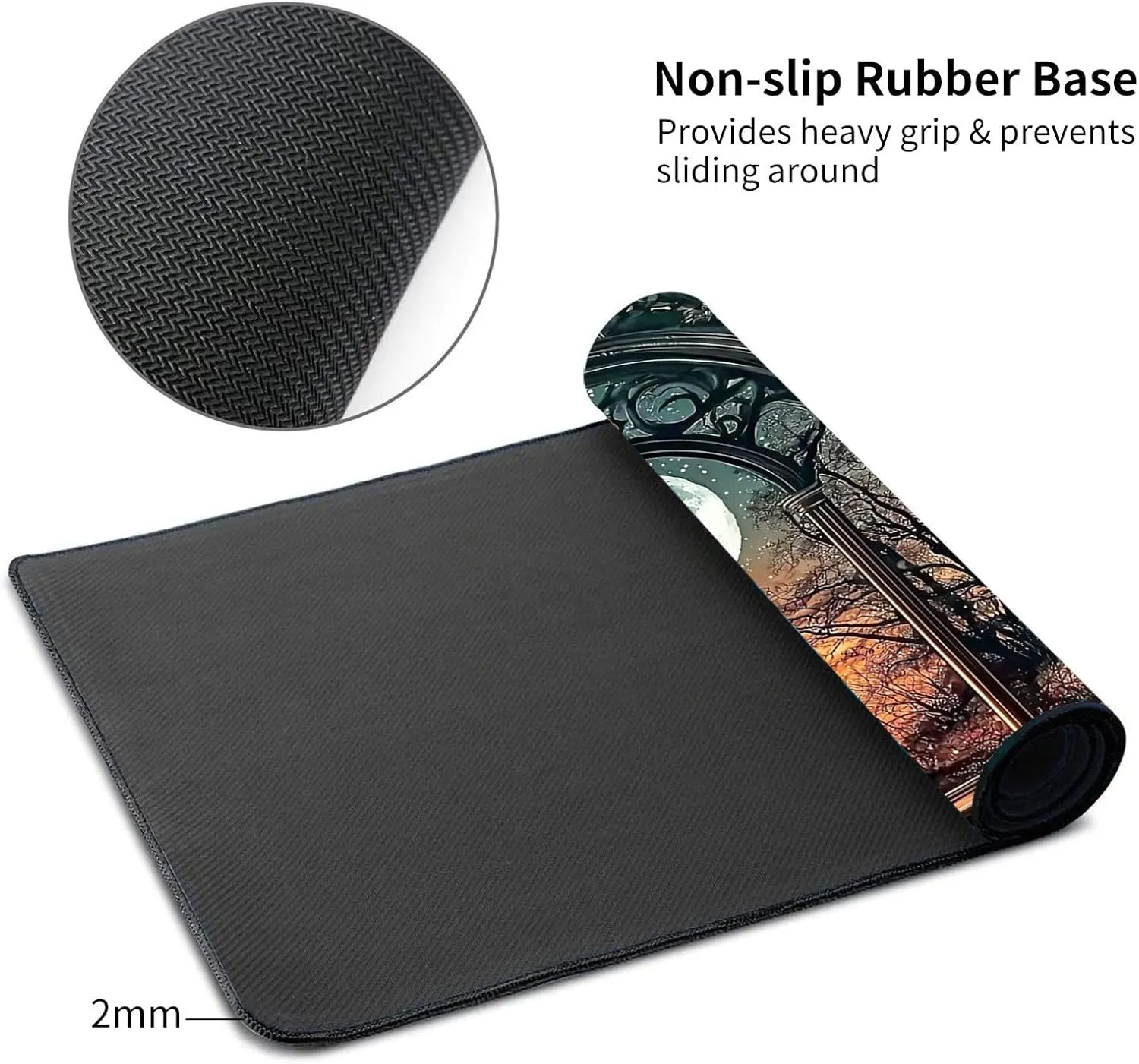 Playmat for MTG, Game Play Mat Card Game Playing 24 x 14 inches Tabletop Magic Play Mats Non-Slip Rubber Base and Stitched Mousepad Desk Mats Playmats for MTG TCG,Bookshelf Moon