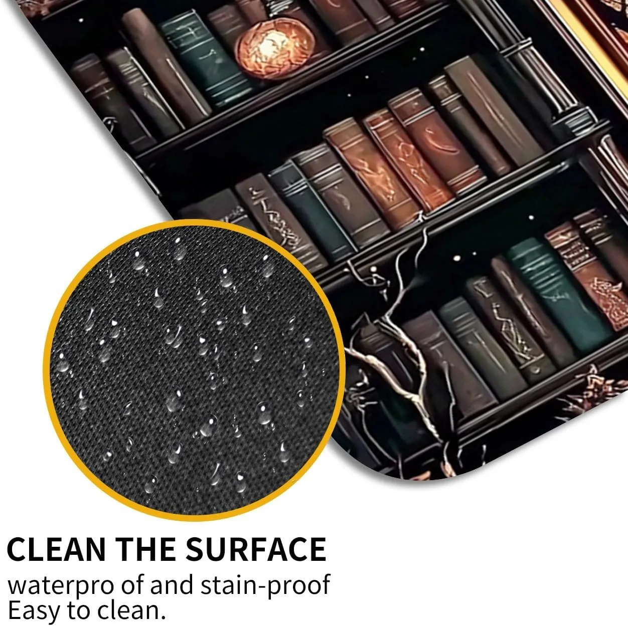 Playmat for MTG, Game Play Mat Card Game Playing 24 x 14 inches Tabletop Magic Play Mats Non-Slip Rubber Base and Stitched Mousepad Desk Mats Playmats for MTG TCG,Bookshelf Moon