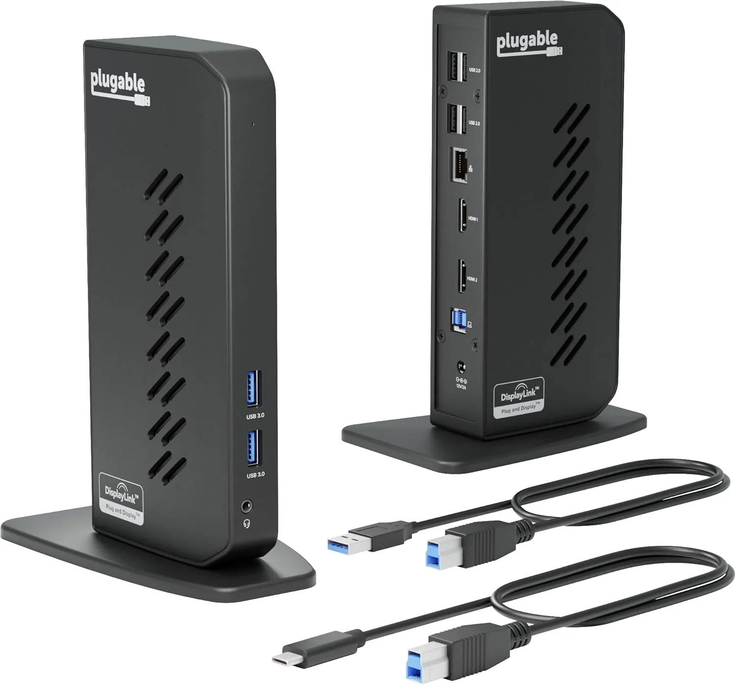 Plugable USB 3.0 and USB-C Universal Laptop Docking Station with 2 HDMI Ports for Windows, Mac, and ChromeOS (Gigabit Ethernet, Audio)