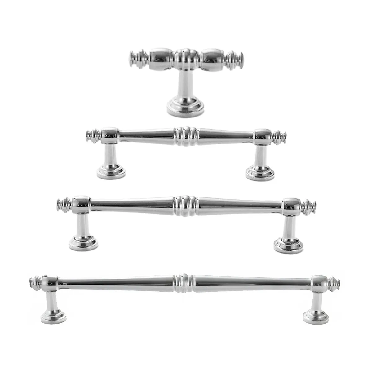 Polished Silver Brass Cabinet Pull Handles – Classic Drawer Handles with Vintage Detailing