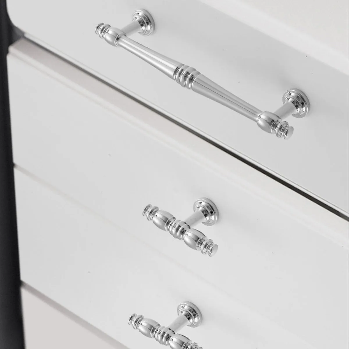 Polished Silver Brass Cabinet Pull Handles – Classic Drawer Handles with Vintage Detailing