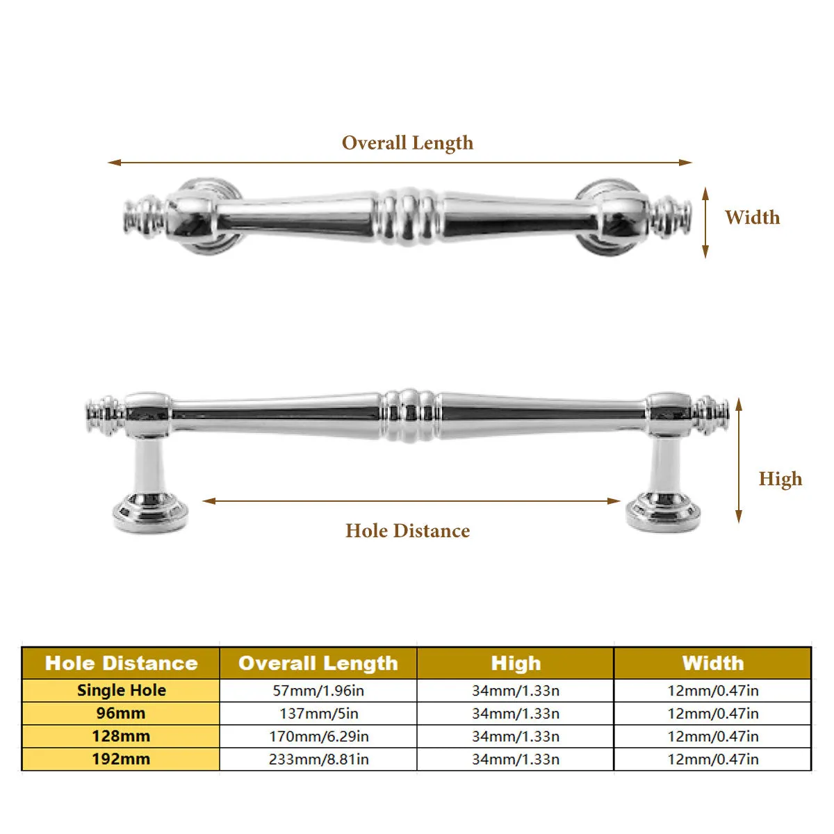 Polished Silver Brass Cabinet Pull Handles – Classic Drawer Handles with Vintage Detailing