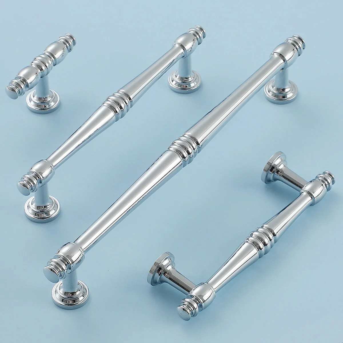 Polished Silver Brass Cabinet Pull Handles – Classic Drawer Handles with Vintage Detailing