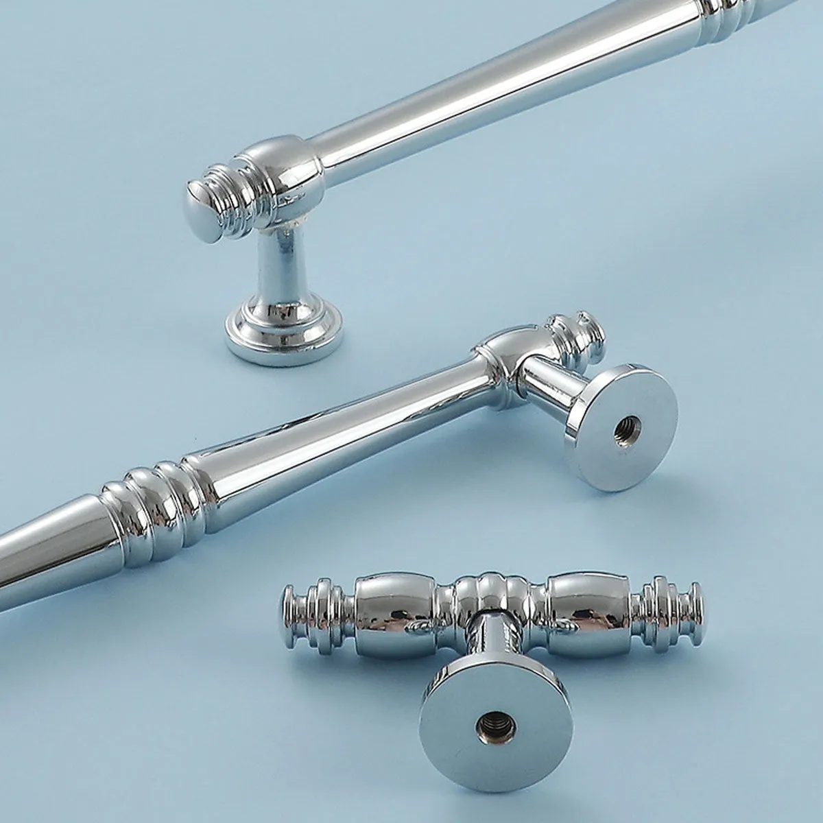 Polished Silver Brass Cabinet Pull Handles – Classic Drawer Handles with Vintage Detailing