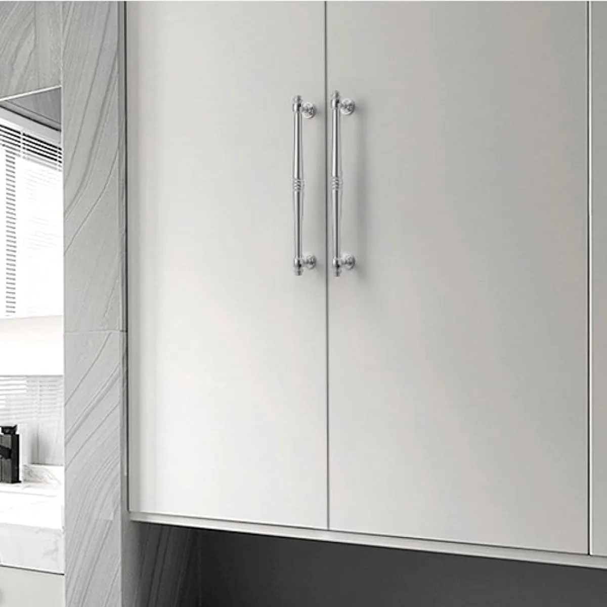 Polished Silver Brass Cabinet Pull Handles – Classic Drawer Handles with Vintage Detailing