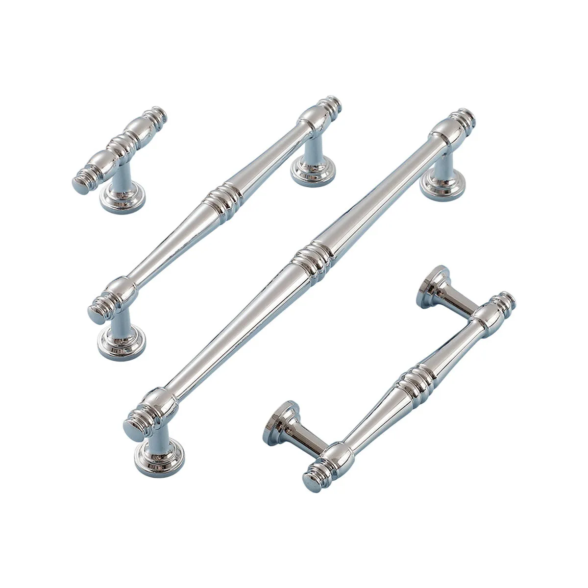 Polished Silver Brass Cabinet Pull Handles – Classic Drawer Handles with Vintage Detailing