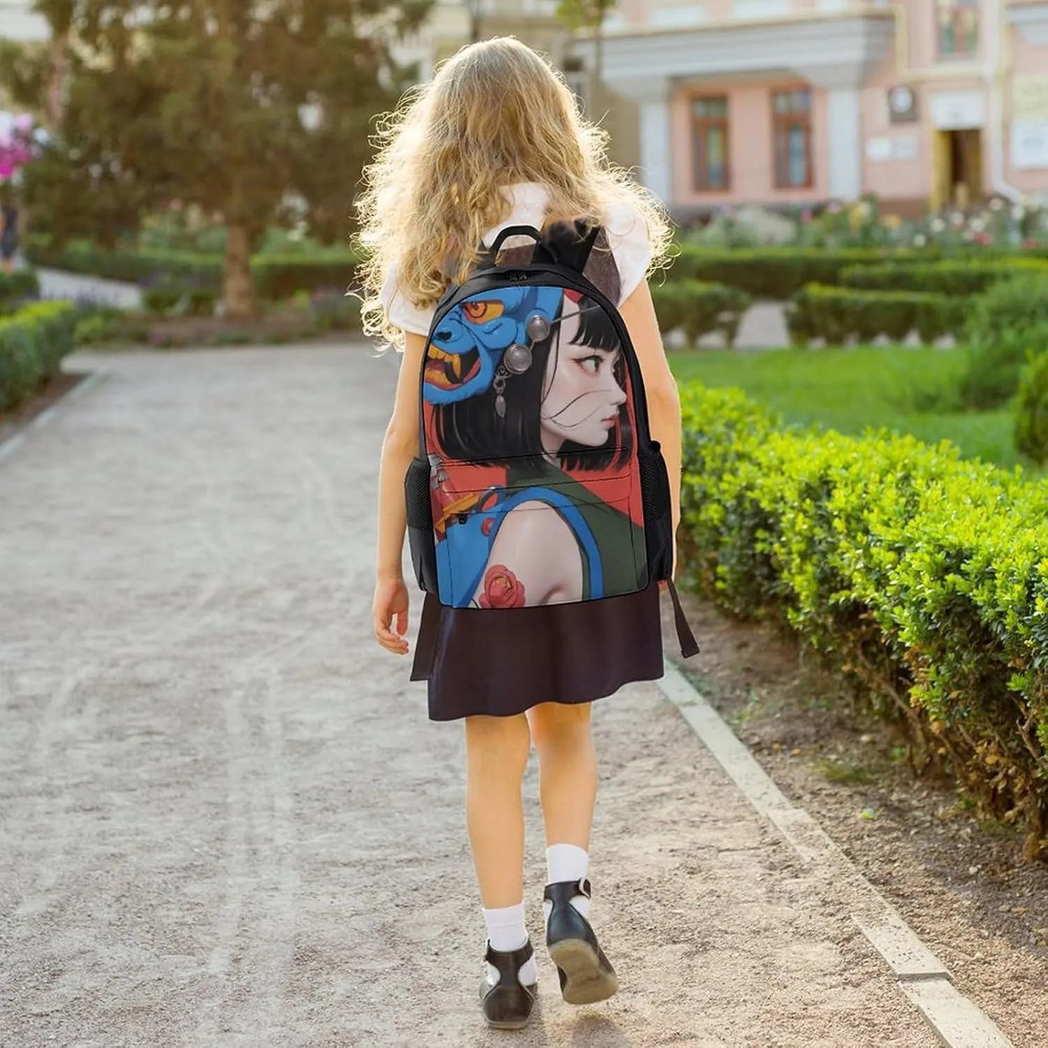 Polyester Daypack Bookbag for Gym Business Bicycle - Large Capacity Multipurpose Anti-Theft Carry On Bag, Japan Anime Cute Aesthetic Woman Warrior Art Travel Hiking Daypack
