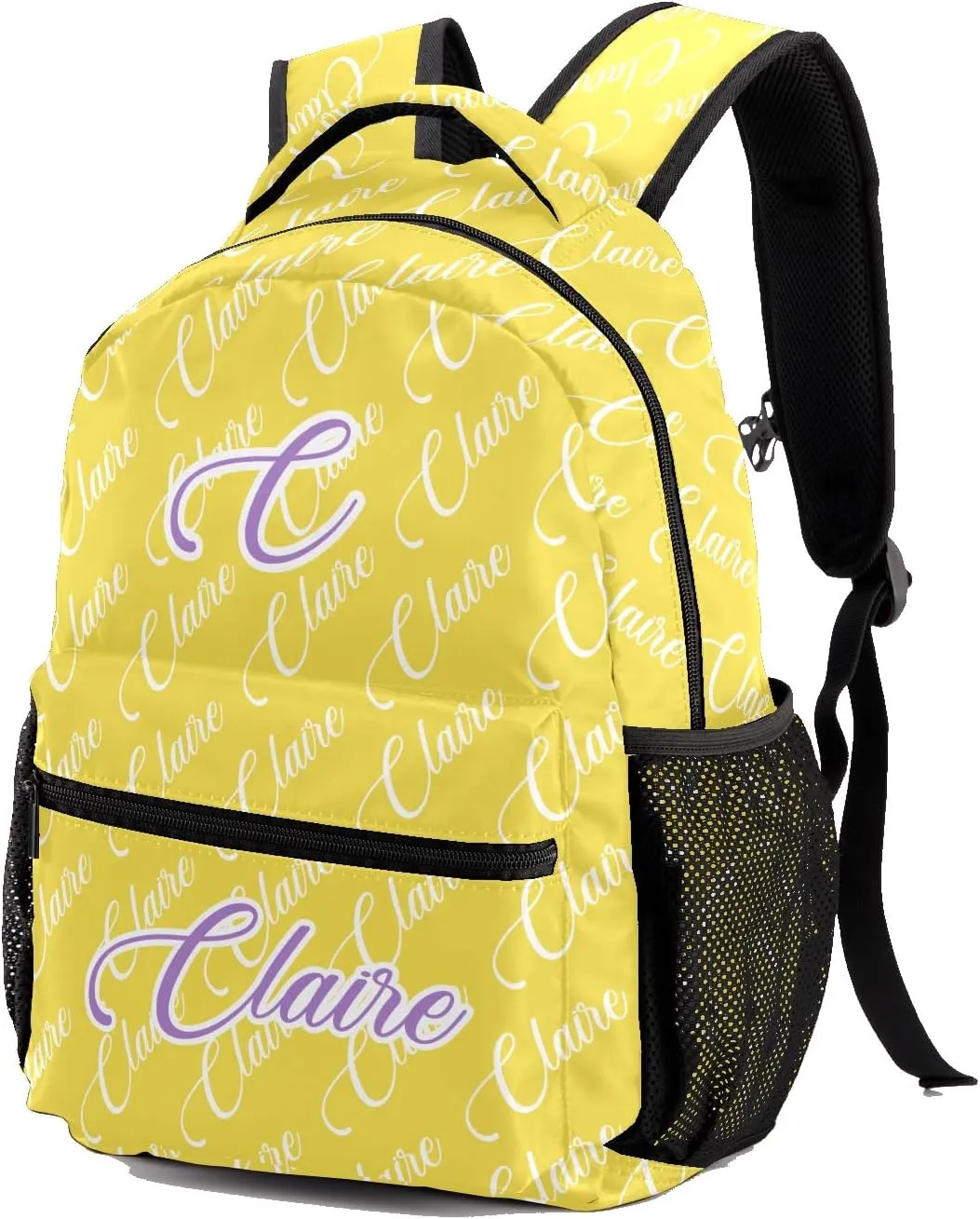 Polyester Personalized School Backpack Bookbag with Name Text, Fashion Custom Elementary Boys Girls Kids Book Bag, Waterproof Customize Bookbag Unique Gift, 1 Pack