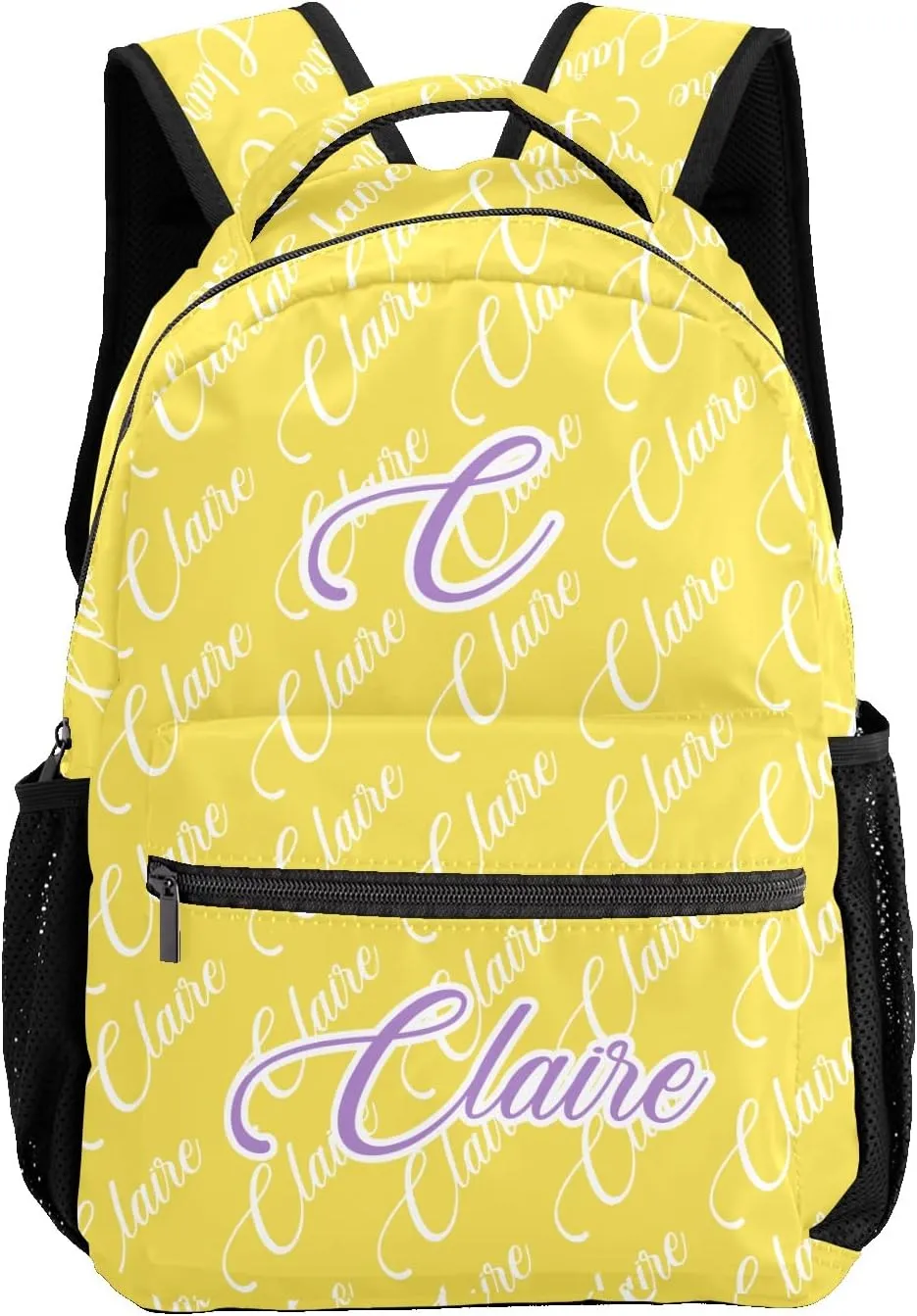 Polyester Personalized School Backpack Bookbag with Name Text, Fashion Custom Elementary Boys Girls Kids Book Bag, Waterproof Customize Bookbag Unique Gift, 1 Pack