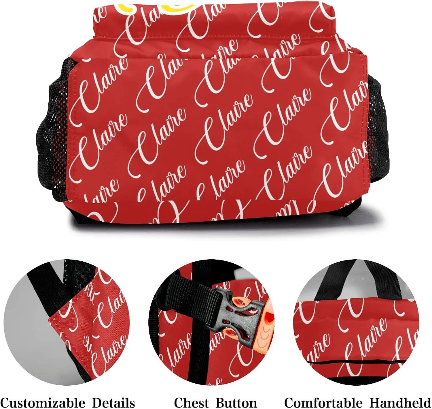 Polyester Personalized School Backpack Bookbag with Name Text, Fashion Custom Elementary Boys Girls Kids Book Bag, Waterproof Customize Bookbag Unique Gift, 1 Pack