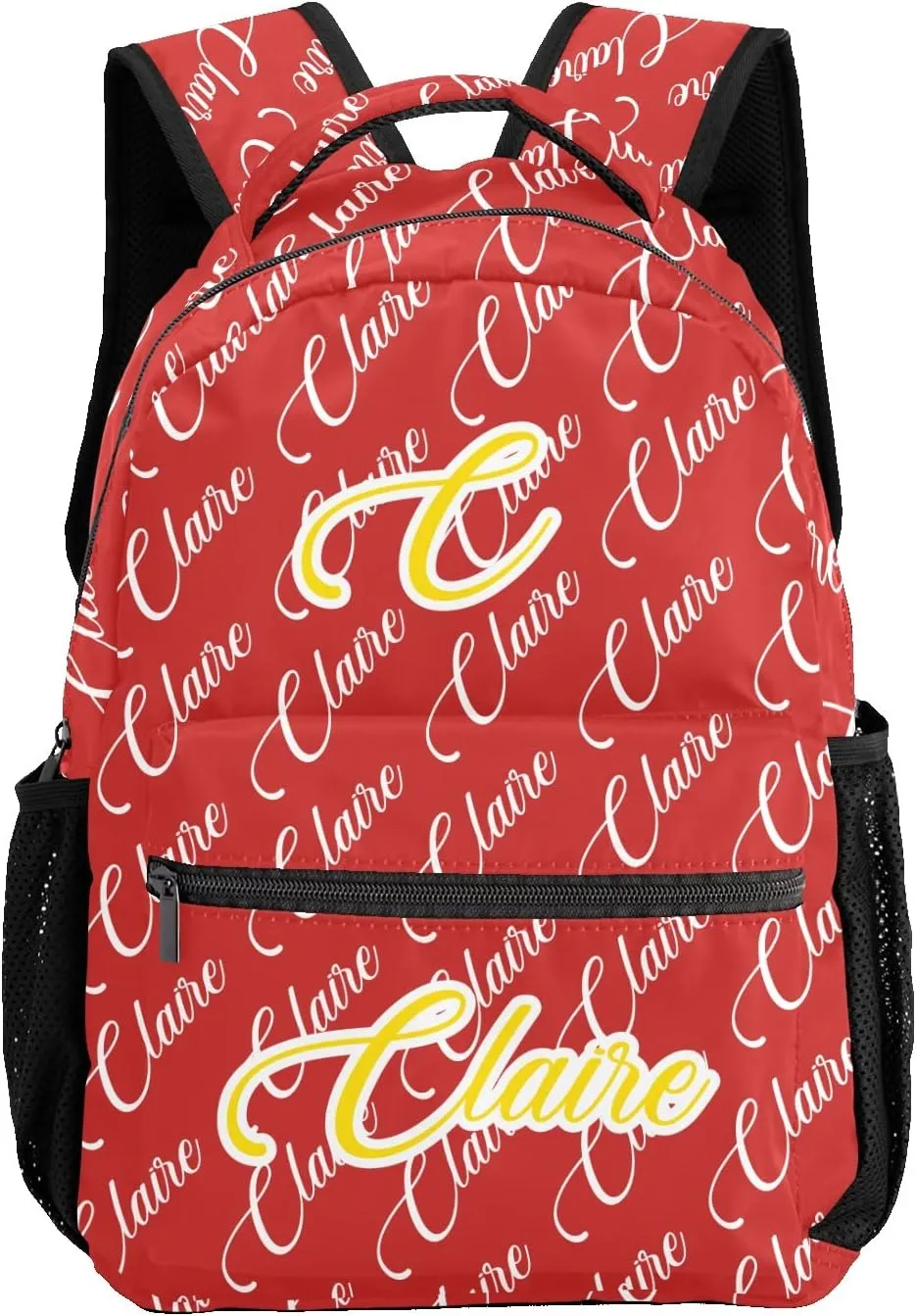 Polyester Personalized School Backpack Bookbag with Name Text, Fashion Custom Elementary Boys Girls Kids Book Bag, Waterproof Customize Bookbag Unique Gift, 1 Pack