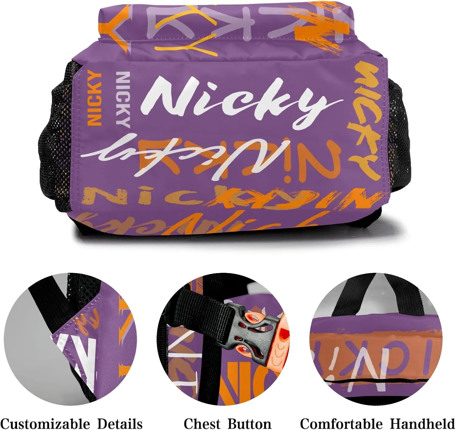 Polyester Personalized School Bookbag with Name Text Waterproof Custom Elementary Backpack Book Bag for Girls Stylish Customize Back Pack Customized Gift for Kids Back to School