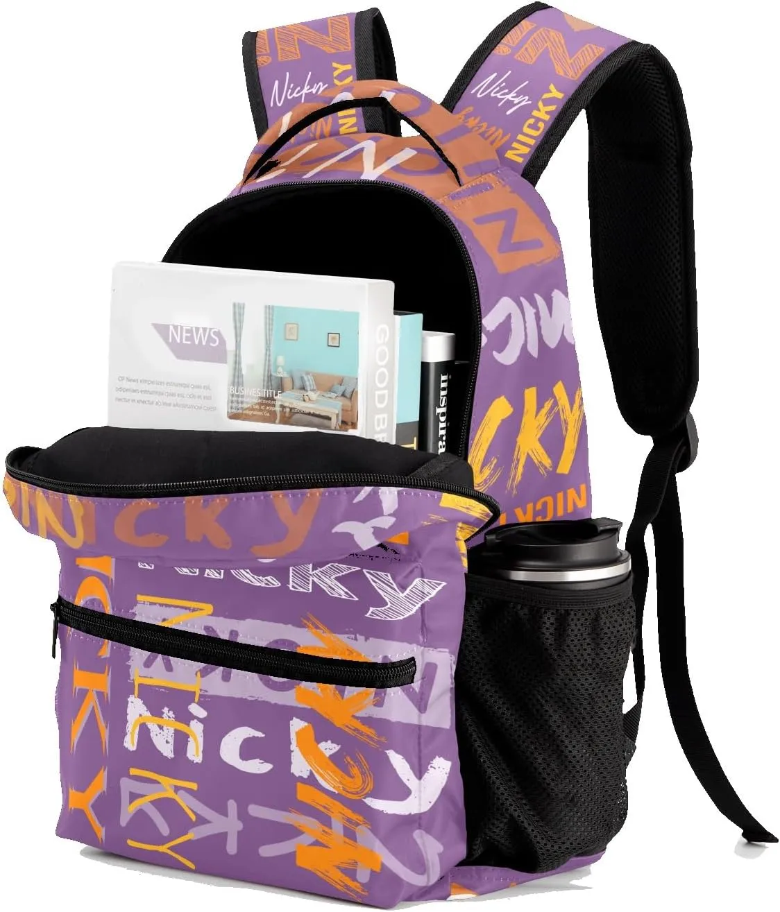 Polyester Personalized School Bookbag with Name Text Waterproof Custom Elementary Backpack Book Bag for Girls Stylish Customize Back Pack Customized Gift for Kids Back to School