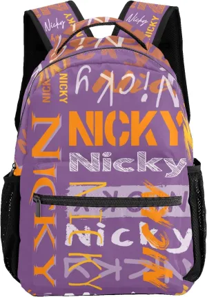Polyester Personalized School Bookbag with Name Text Waterproof Custom Elementary Backpack Book Bag for Girls Stylish Customize Back Pack Customized Gift for Kids Back to School