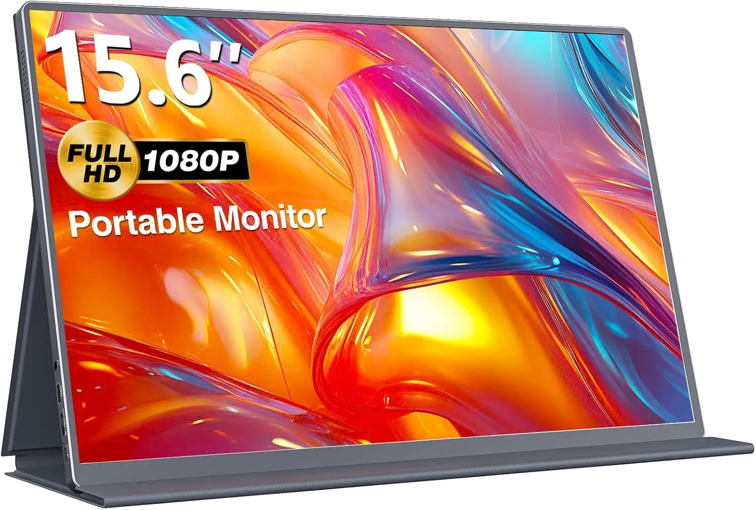Portable Monitor 15.6 Inch FHD 1080P HDR IPS Travel Monitor with Speakers HDMI Dual USB-C Portable Screen for MacBook Laptop Desktop Surface Xbox PS4 with Cover, VESA Compatible