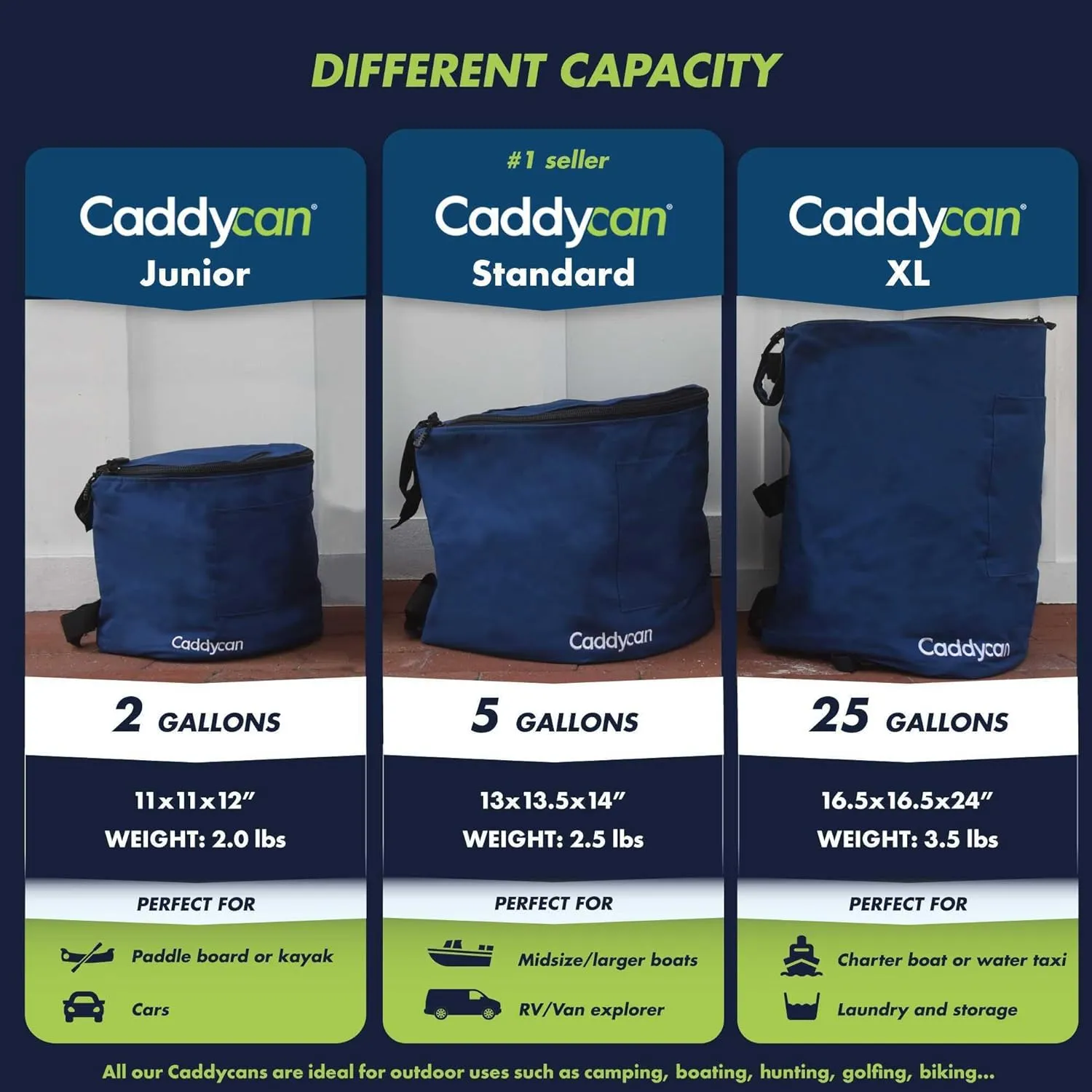 Portable Trash Can for Boating | Tough and Durable Storage Bag for Use with Kayaking, Camping, Hiking, Beach, Fishing | Collapsible, Multi-Purpose