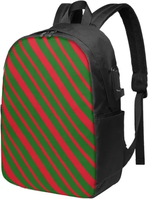 Portugal Portuguese Flag Stripe Laptop Backpacks Travel Backpack Casual Business Daypack Sport Rucksack Computer Bag Fits up to 17 Inch Notebook with USB Port