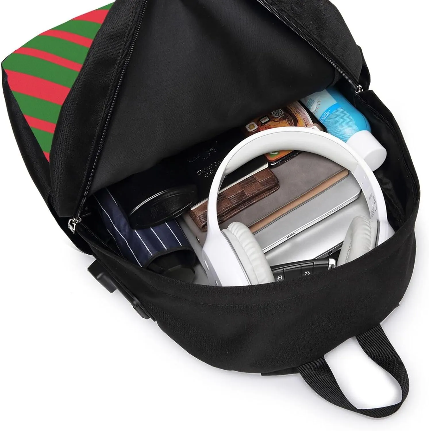 Portugal Portuguese Flag Stripe Laptop Backpacks Travel Backpack Casual Business Daypack Sport Rucksack Computer Bag Fits up to 17 Inch Notebook with USB Port