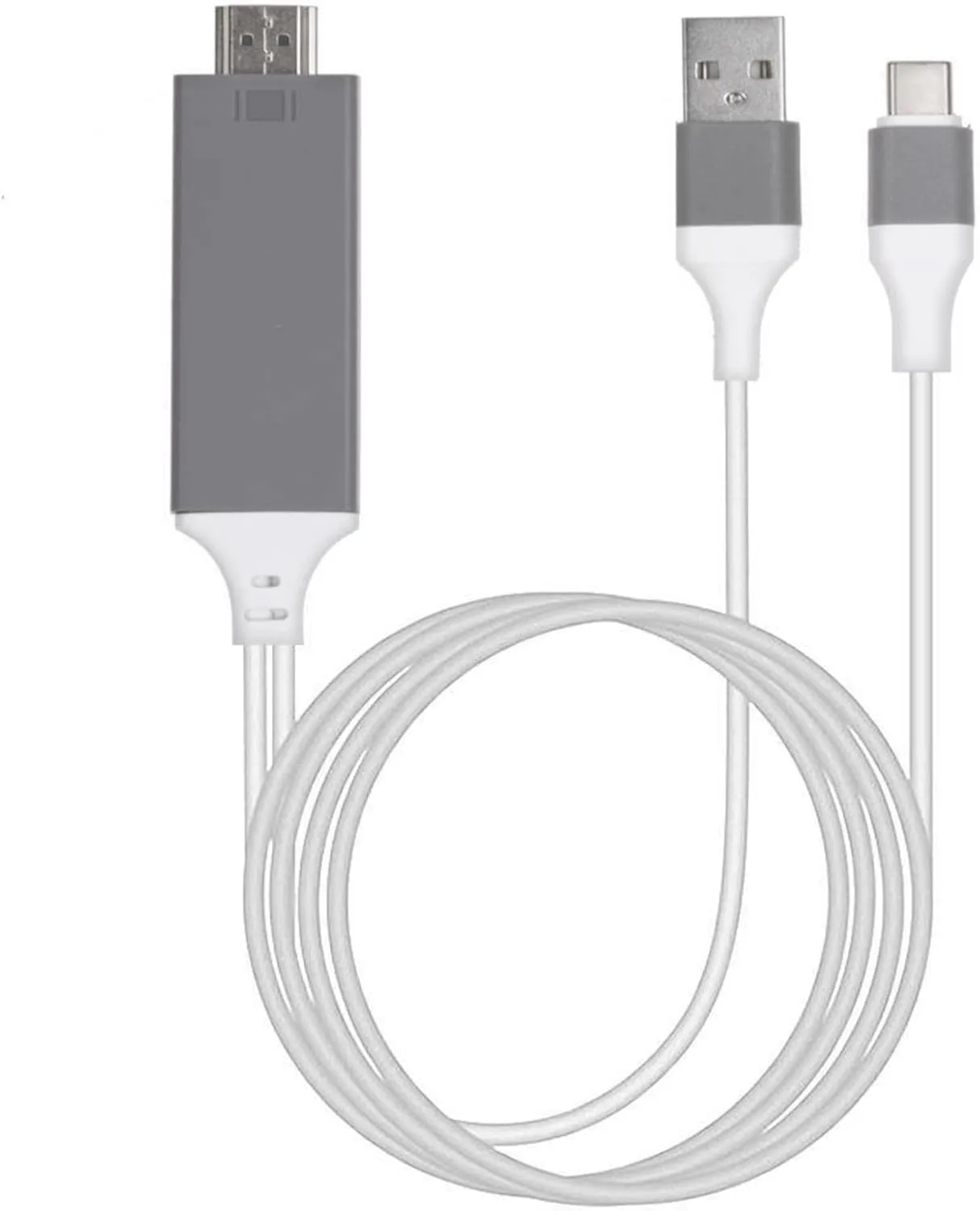 Powered USB-C 4k HDMI Cable Compatible with Philips Georg Jensen TAJS30/00 Plus USB Charging at Max 2160p@60Hz, 6Ft/2M Cable [White, Thunderbolt 3]