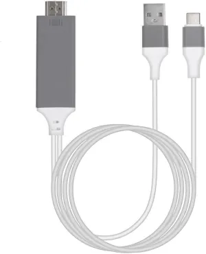 Powered USB-C 4k HDMI Cable Compatible with Philips Georg Jensen TAJS30/00 Plus USB Charging at Max 2160p@60Hz, 6Ft/2M Cable [White, Thunderbolt 3]