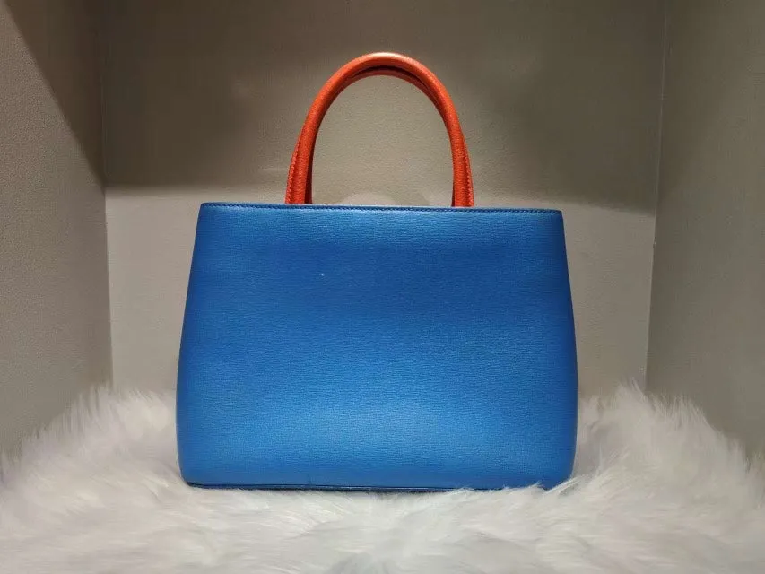 Pre-loved FENDI Peekaboo Blue Leather Satchel Bag